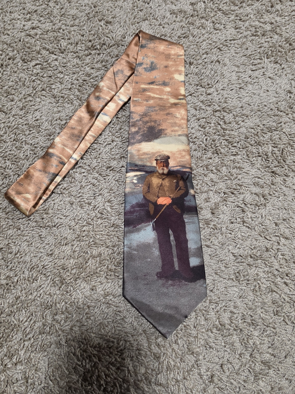 Museum Artifacts Vintage "Old Tom Morris" Golf Legend 100% Silk Tie